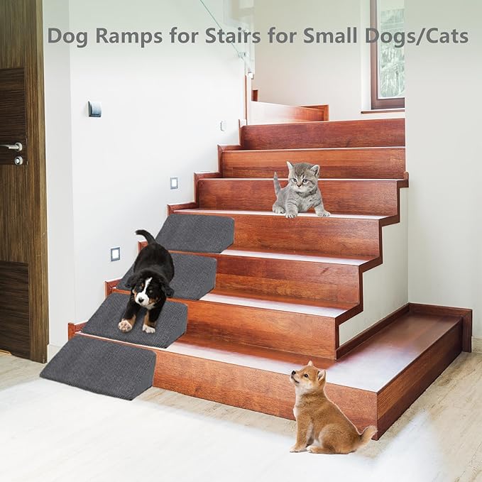 Dog Stairs for High Beds 30-33 inches Tall, 7-Step Pet Stairs/Steps for Small Large Dogs, 30D Foam Pet Steps/Ramp/Ladder for High Bedsides, with 4pcs Dog Ramp for Stairs, Dark Grey