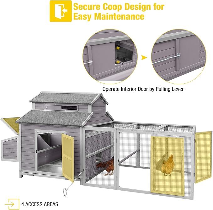 35.3ft² Large Chicken Coop with Run, Wooden Poultry Cage with Pull Out Trays & Nesting Box, Outdoor Rabbit Hutch Duck House for Backyard Garden