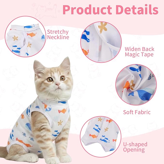 Cat Recovery Suit Cat Onesie for Cats After Surgery, Breathable Cats Surgery Recovery Suit for Female Spay & Abdominal Wounds, Kitten Surgical Onesie Body Suit Anti Licking Cone Alternative