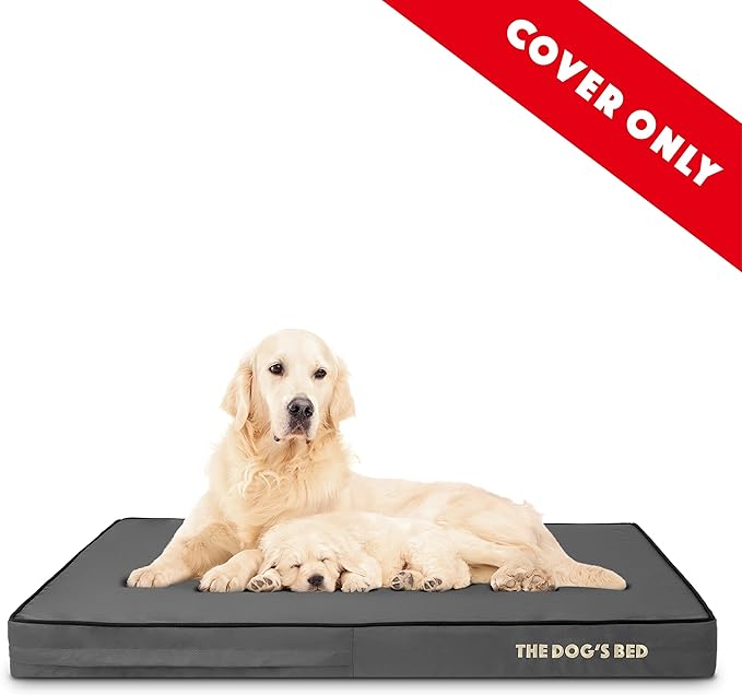 The Dog’s Bed Replacement Outer Cover, Oxford Fabric, Grey with Black Trim, XL, 4-Inch
