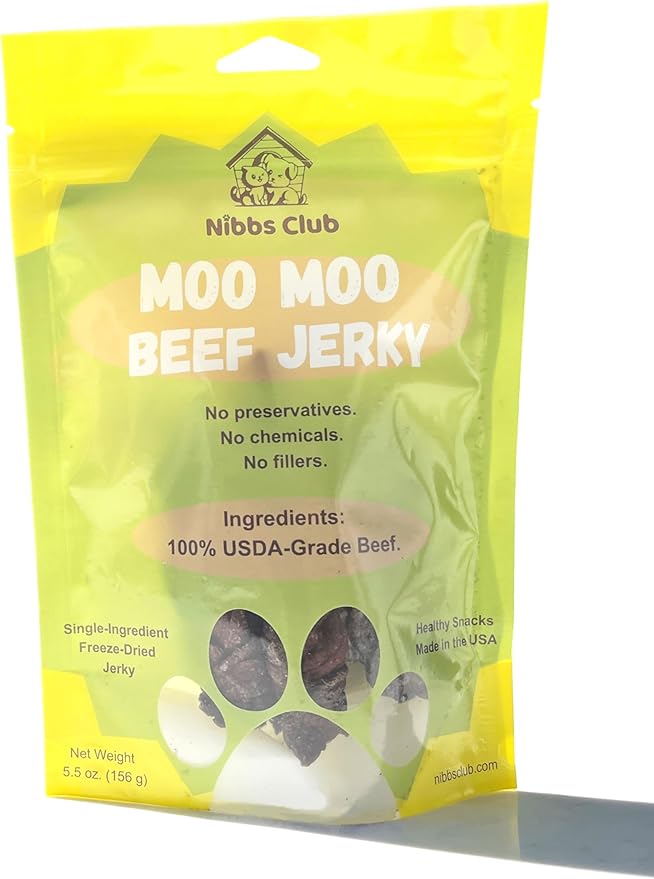 Moo Moo Beef Jerky, 100% USDA-Grade Beef, Freeze Dried, Healthy, All Natural, USA-Made, Single Ingredient Dog Treat