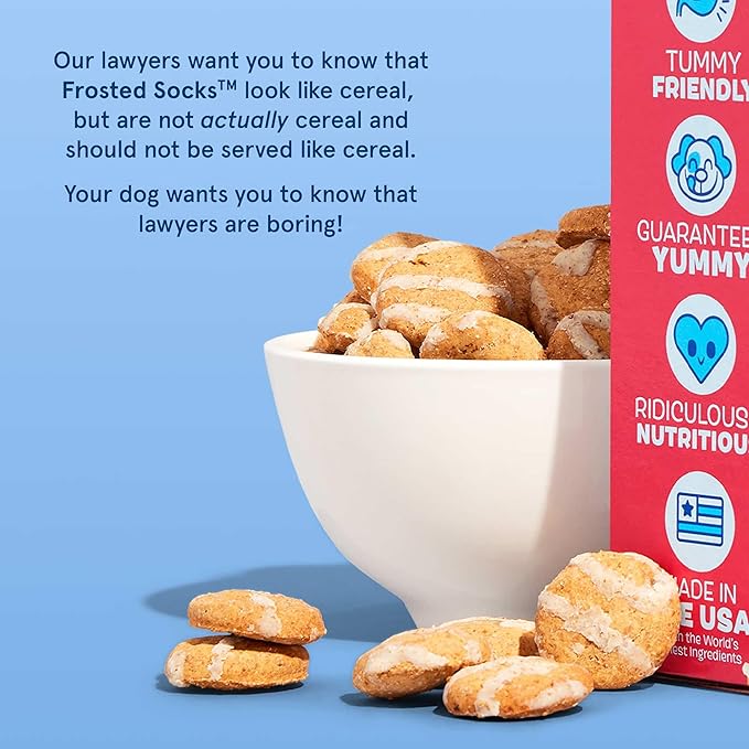 Barkbox Frosted Socks - Yogurt Berry Flavor with Real Fruit, Nutritious Grains, No Corn or Soy - 24oz Box
