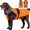 MIGOHI Dog Winter Coat - Reflective Medium Dog Snow Jacket with Thick Turtleneck,Windproof Pet Fleece Vest, Cold Weather Coat for Medium Dogs, Snowproof for Hiking,Camping,L,Orange