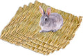 Hamiledyi Rabbit Grass Mat 4PCS Large Woven Bed Mat for Small Animal Bunny Bedding Nest Chew Toy Bed Play Toy for Guinea Pig Parrot Rabbit Bunny Hamster Rat