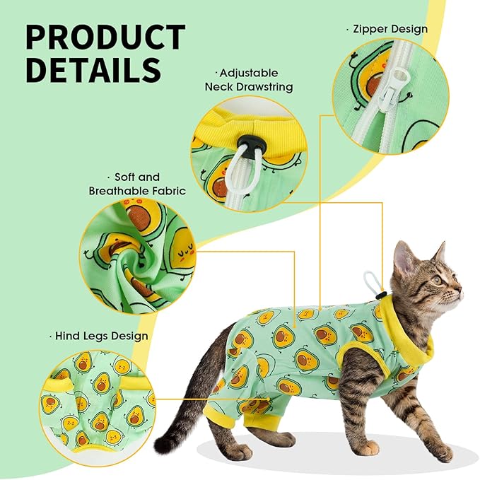 Cat Recovery Suit with Hind Legs, Breathable Onesie After Surgery Female for Abdominal Wounds or Skin Diseases, Anti-Licking Full Body Pet Surgical Pajamas, E-Collar Alternative Wear