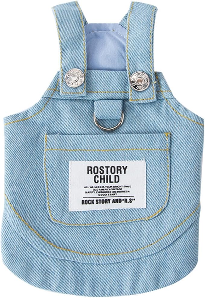 Dog Clothes Denim Dog Dresses for Small Dogs Harness Dress Puppy Clothes with Leash Ring Dog Costume with Pocket Summer Cat Apparel Dog Clothes Cat Shirts Small Dog Dresses Female Light Blue XX-Large