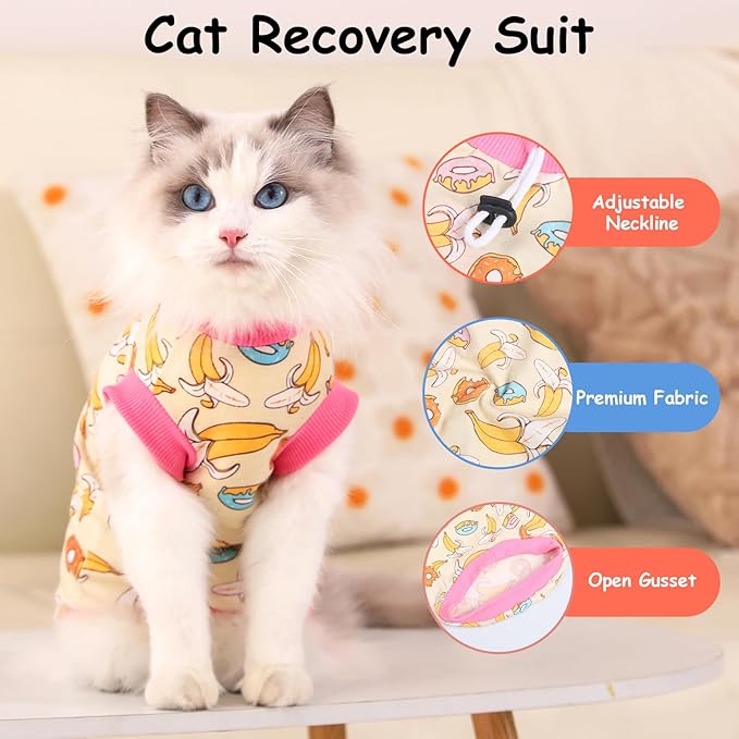 FEimaX Cat Surgery Recovery Suit Cat Onesie for Cats After Surgery Spay Surgical Cone of Shame Alternative Surgical Spay Suit for Female Cat, Post-Surgery or Skin Diseases Protection