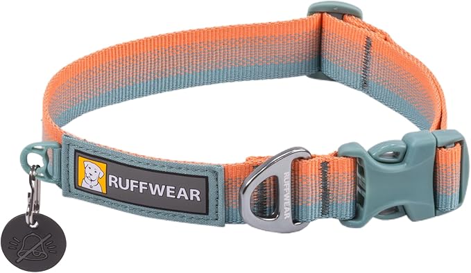 Ruffwear, Front Range Dog Collar, Adjustable Tubelok Webbing, Lightweight, Side Release Buckle, Aluminum V-Ring, Durable for Everyday Use, Spring Fade, 11"-14"