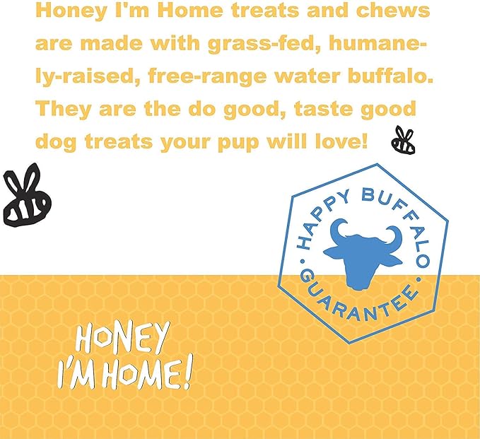 Honey I'm Home Crunchy Ears and Jerky Strips Buffalo Dog Chews and Treats Variety Pack of 2