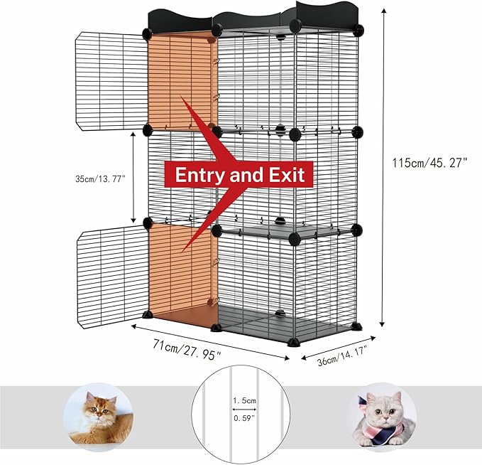 STILLCOVE 2 Tier Cat Cage Indoor, Big Wire Cat Cage Kennels Enclosures DIY Playpen Crates, Pet Pen C&C Cage for 1-2 Cats Kittens
