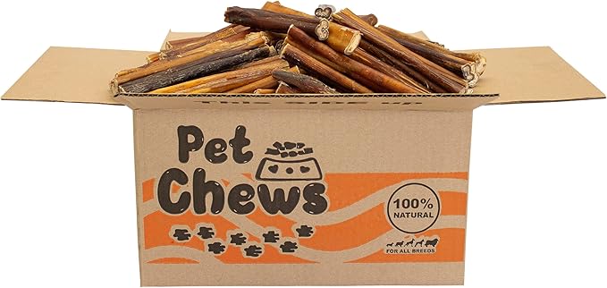 PET CHEWS™ 7.5lb Bulk Box (125 Count) Thick Bully Sticks 6 Inch - 100% Natural Beef Pizzle Dog Treats - Long Lasting, Odor-Free & Fully Digestible - High-Protein Chews for All Breeds.