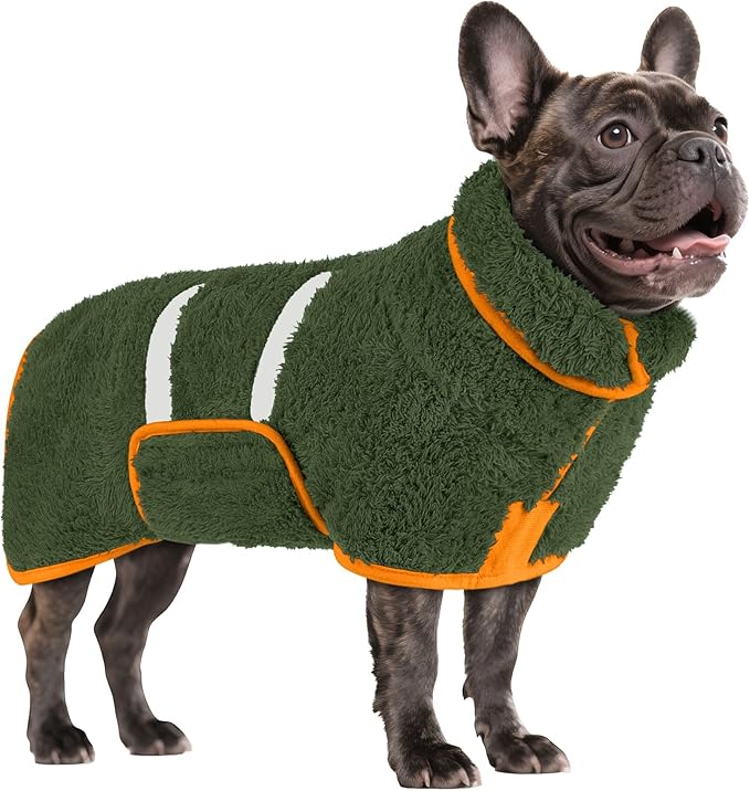 Bienbee Dog Bathrobe, Quick Drying Super Absorbent Dog Robes for After Bath, Warm Keeping Dogs Towel, Dogs Bath Supplies, Dark Green M