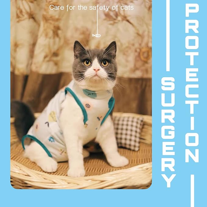 L Size Cat Recovery Suit for Large Cats After Surgery, 3-Pack Anti-Licking Onesie for Maine Coon & Ragdoll Breeds, E-Collar Alternative for Spay Neuter