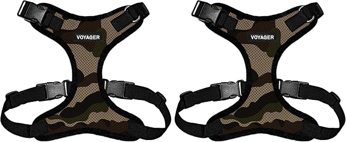 Voyager Step-in Lock Pet Harness - All Weather Mesh, Adjustable Step in Harness for Cats and Dogs by Best Pet Supplies - Army/Black Trim, S (Pack of 2)