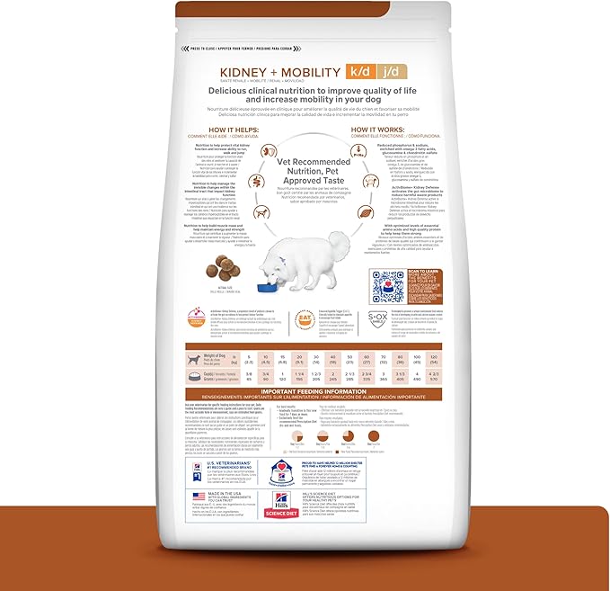 HILL'S PRESCRIPTION DIET Hill's Prescription Diet k/d Kidney Care + j/d Joint Care Chicken Flavor Dry Dog Food, Veterinary Diet, 18.7 lb. Bag