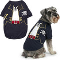 Parisian Pet Captain Sparrow Dog Costume - 100% Cotton Black Dog Clothes for Large Dogs Boys - Lightweight Puppy Outfits - Funny French Bulldog Clothes - Pirate Pet Shirt - Stretchy T Shirt for Dogs