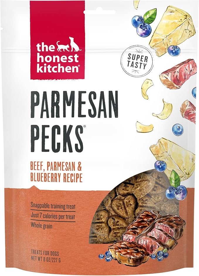 The Honest Kitchen Human Grade Dog Food Parmesan Pecks: Beef, Parmesan & Blueberry Recipe, 8 oz Bag
