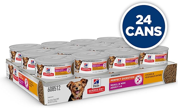 Hill's Science Diet Adult 1-6 Perfect Digestion Small & Mini Wet Dog Food, Chicken & Vegetables, 5.8 oz. Cans, 24-Pack