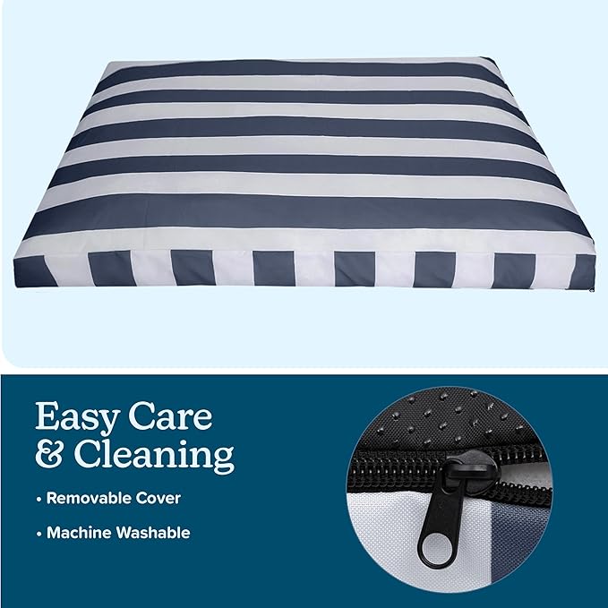 Dog Bed - Indoor/Outdoor Pet Bed with Removable Washable Cover and Non-Slip Bottom - 44in Large Pet Mat for Dogs up to 90lbs - Water-Resistant Dog Mat by PETMAKER (Navy)