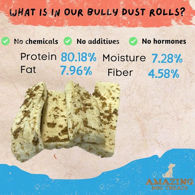 Amazing Dog Treats - Beef Cheek Strips Premium Dog Chew (Bully Dust 6 Inch - 12 Pack) - NO Odor - Thick Cut - Rawhide Alternative - Beef Cheek Slice Chip Sticks - No Dyes, Chemicals, or Preservatives