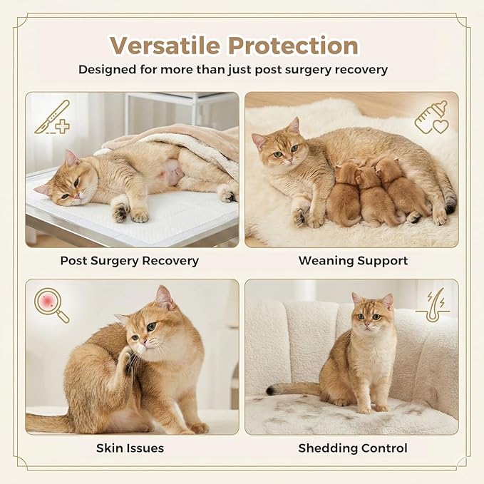 Avont Cat Recovery Suit for Surgery, Breathable Anti-Licking Onesie for Kittens, Surgical Post-Operative Protective Bodysuit, Comfortable Alternative to E-Collar -Pink (L)