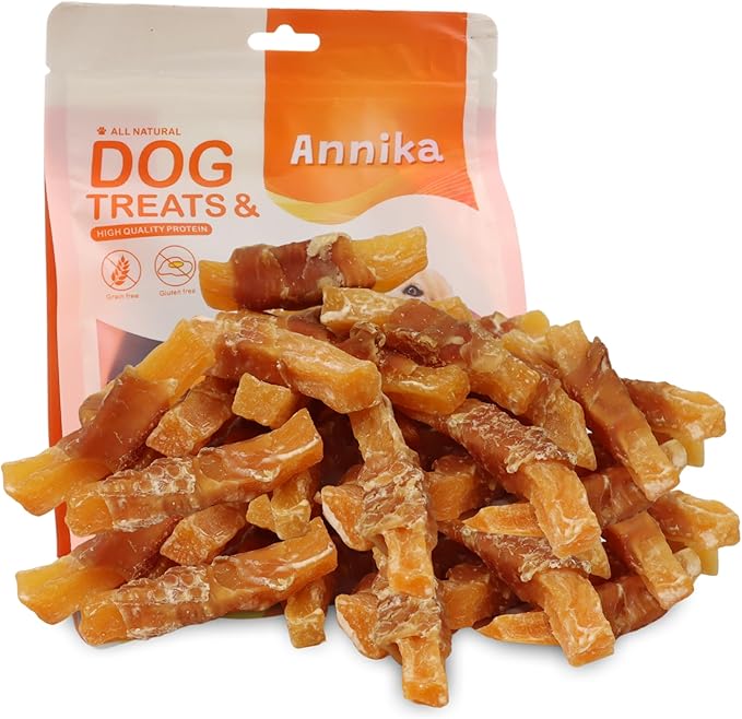 Annika Dog Treats – Grain-Free Chicken Wrapped Sweet Potato Chews, High Protein, Human-Grade Natural Jerky for Small, Medium & Large Dogs, 11.6 oz