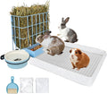 BESNEW 3 in 1 Rabbit Hay Feeder with Litter Box,Upgraded Metal Hay Rack & Litter Tray & Water Bowl,Quick Cleaning,Easy to Install,Bunny Supplies for Rabbit Guinea Pig Chinchilla Small Animals