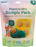 WOOF Pupsicle Mix Sample Pack - Easy-to-Make DIY Pupsicle Refills - Delicious Mix for The Pupsicle Interactive Dog Toy - with Bacon & Cheese, Calming, Balanced Belly, and Dental Mix - 4 Pack Sampler