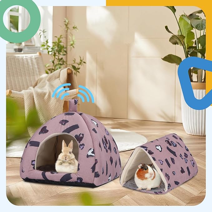 2-Pack Guinea Pig Hideout with Tunnel, Warm Lightweight Small Animal Bed, Easy to Clean Guinea Pig Bed for Rabbits Hamsters Chinchillas