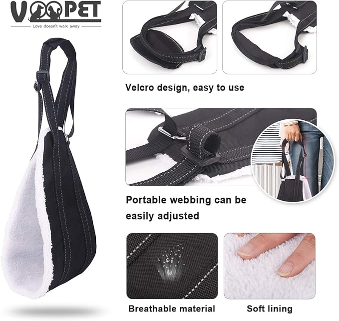 voopet Dog Sling, Help Lift Back Legs, Portable Hip Support Harness Assist Lift Dogs Rear for Canine Aid - Pet Lift Harness for Small Medium & Large Dogs Hind Leg Support Rehabilitation