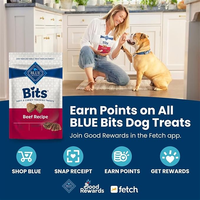 Blue Buffalo Bits Soft Dog Treats for Training, Made with Natural Ingredients & Enhanced with DHA, Chicken Recipe, 19-oz Bag (Pack of 4)