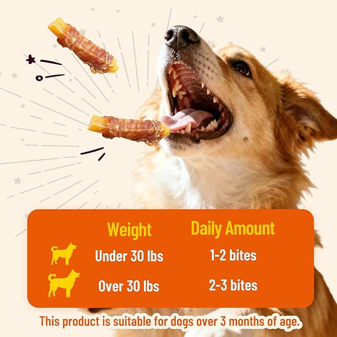 14.46oz Chicken Wrapped Sweet Potato Dog Treats Healthy for Digestive Support & Dental Care - Grain Free & High Protein Chicken Jerky Dog Treats for Small, Medium & Large Dogs