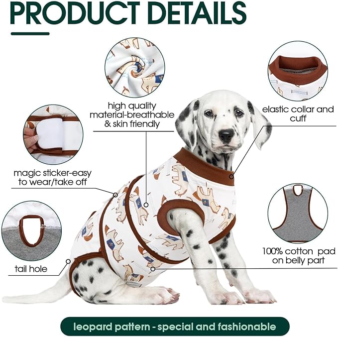 Kuoser Dog Recovery Suit for Post-Surgery Care, Spay Neuter Bodysuit for Female & Male Dogs, Anti-Licking Surgical Onesie, Snug Fit for Abdominal Wound Protection & Skin Healing, BrownPony S