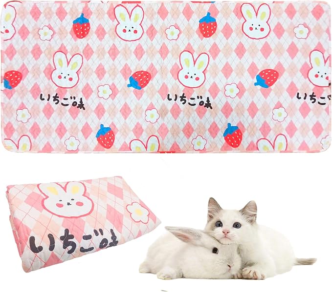 PINVNBY Washable Guinea Pig Cage Liner, Washable Pee Pads for Rabbit Waterproof Reusable Guinea Pig Mat Fast and Super Absorbent Bedding for Small Animals Rabbit Hamster Chinchillas（27.5 W x 59 L）