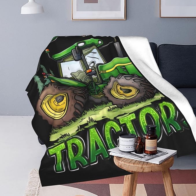 Just A Boy Who Love Tractors Blanket Green Tractor Decor Throw Blanket Gifts For Girls Boys Super Warm Soft Plush Lightweight Fleece Flannel Blanket Couch Bedding Blanket For Adults Kids Women 60"X50"
