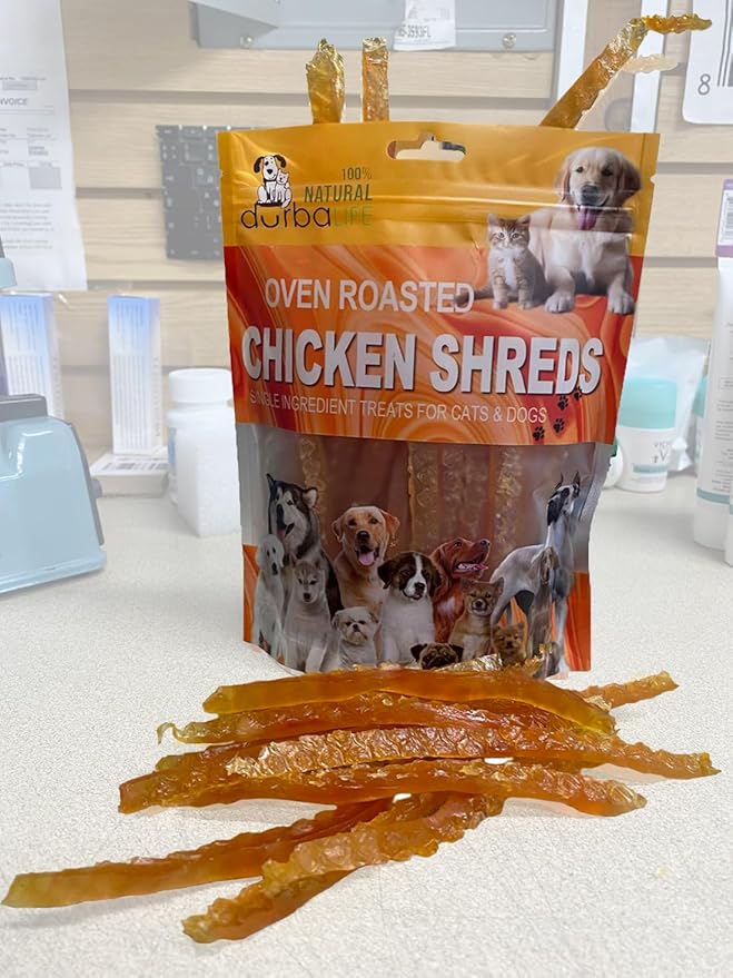 Oven Roasted Single Ingredient Treats for Dogs & Cats | Easy Chew (6.0 oz, Soft Chicken Shreds (Crystal))