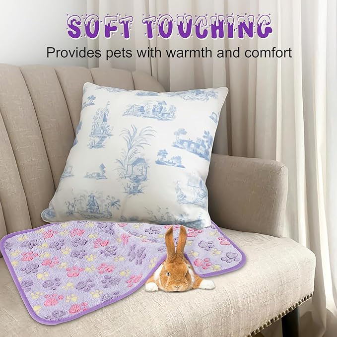YUEPET Waterproof Guinea Pig Blankets Washable 6 Pack Small Animal Fleece Cage Liners Pet Soft Sleep Mat Pad Cover Warm Flannel Throw for Hamster Guinea Pig Rabbit Chinchilla Hedgehog Ferret 48"×24"