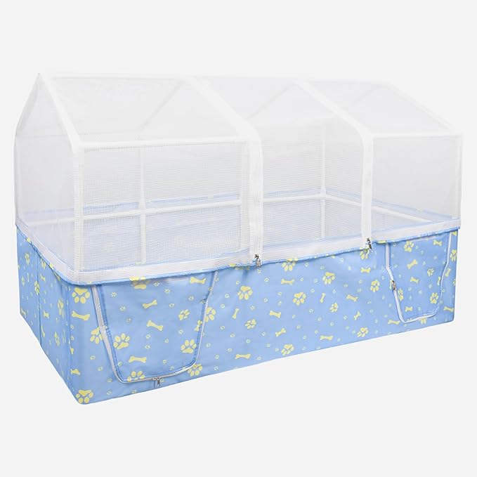 Rabbit Cage, 48" x 24" Large Pet Playpen Enclosure for Small Animal- Guinea Pig, Hamster, Bunny, Puppy, PVC Frame Chicken Coop with Waterproof Tarp & Mesh Cover Indoor Outdoor