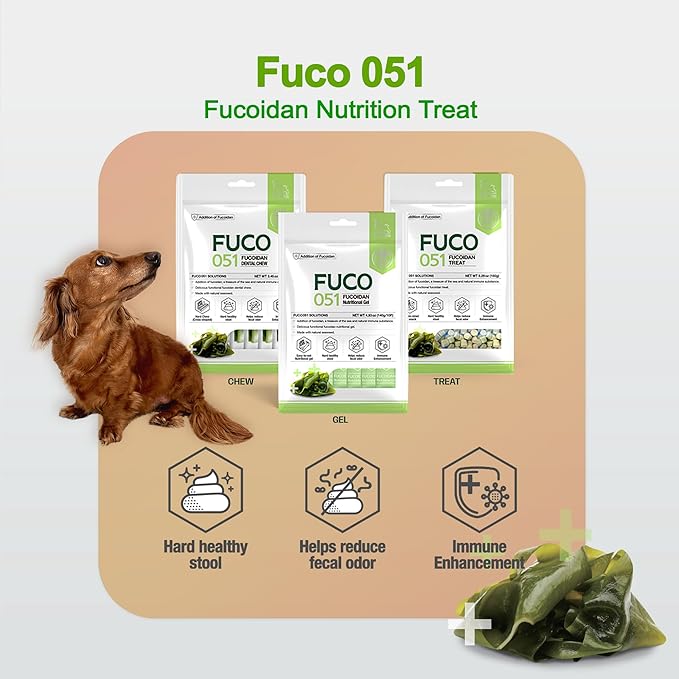 Fuco 051 Fucoidan Treat for Dogs – Immune & Digestive Health, Stool & Odor Support, Antioxidant, Superfood with Spirulina & Kelp, 5.29 oz (150g)