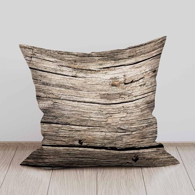 Square Cushion Cases Rustic Nostalgic Old Wooden Planks Texture Pack of 2,Throw Pillow Case Decorative for Bedroom Living Room Couch 18X18 Inch