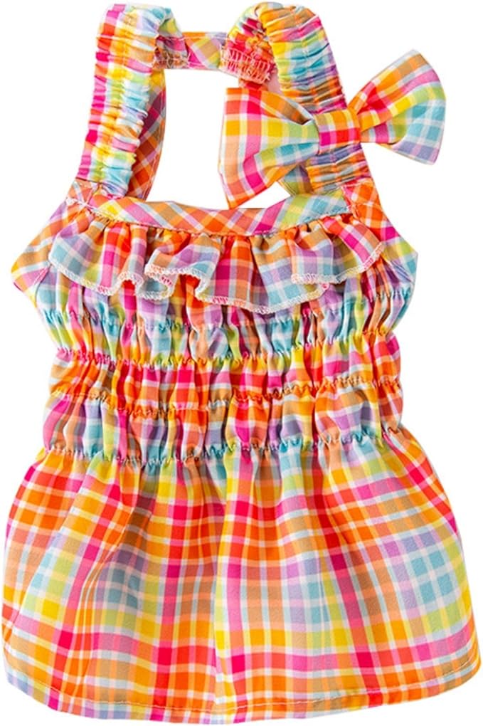 Colorful Rainbow Skirt Dog Dress Soft Breathable Outfits Pet Dress for Small Medium Girls Puppy Lightweight Pet Dresses
