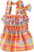 Colorful Rainbow Skirt Dog Dress Soft Breathable Outfits Pet Dress for Small Medium Girls Puppy Lightweight Pet Dresses