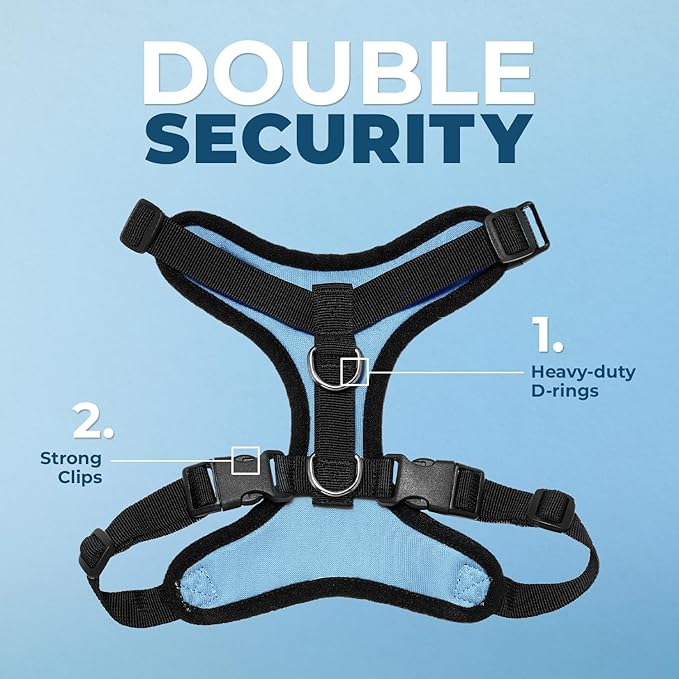 Voyager Step-in Pet Harness - All Weather Mesh, Adjustable Step in Harness for Cats and Dogs by Best Pet Supplies - Baby Blue/Black Trim, XL