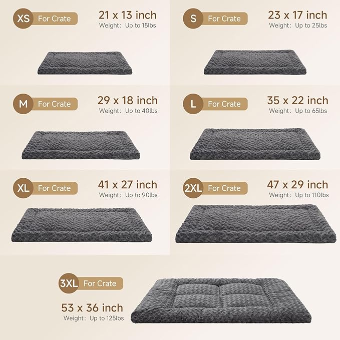 Washable Dog Bed Mat Soft Dog Crate Pad Fluffy Pet Kennel Beds Sleeping Mattress with Non-Slip Bottom for Large Jumbo Medium Small Dogs, 47 x 29 Inch, Blue