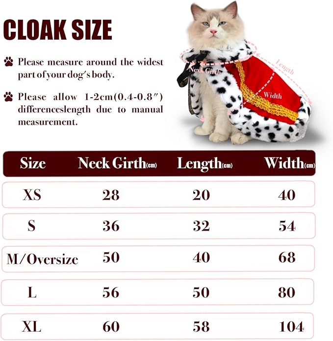 Lovelyshop pet Serial Lux Fur Purple Cat Dog Cloak for Halloween Costumes, King Queen Prince and Princess Cosplay- XL