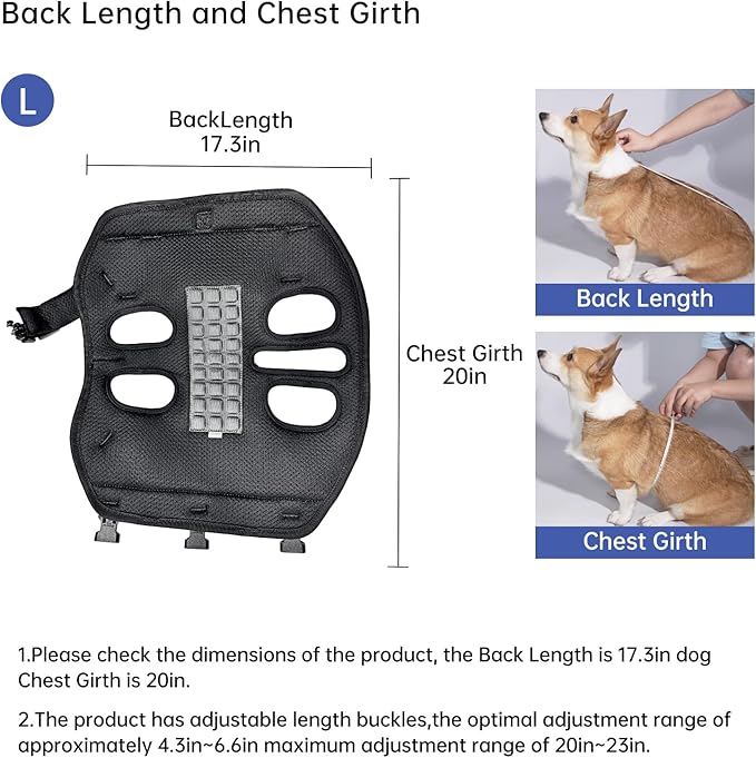 Wakytu Dog Lift Harness for Small Dogs,Dog Backpack Carrier,Adjustable Padded Breathable Straps for Dogs, Disabled, Joint Injuries, Arthritis,L(18.5-29.5LBS)