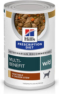 Hill's Prescription Diet w/d Multi-Benefit Digestive/Weight/Glucose/Urinary Management Wet Dog Food, Vegetable & Chicken Stew, 12.5 oz. Cans, 12-Pack