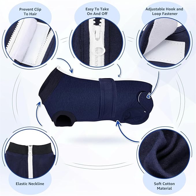 SlowTon Dog Surgery Recovery Suit - Zipper On Dog Onesies After Surgery for Female Male Dogs, Abdominal Wounds Bandages Cone/E-Collar Alternative Dogs Body Suit Anti-Licking (DBL,3XL)