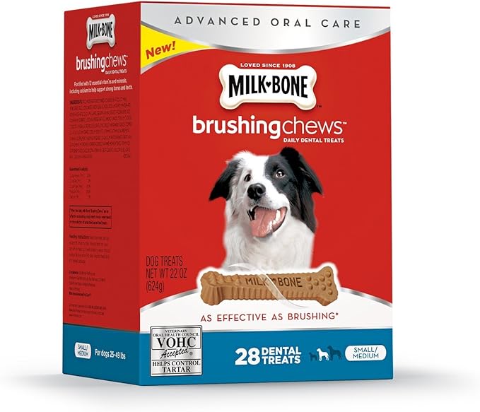 Milk-Bone Brushing Chews Daily Dental Treats - Small/Medium Value Pack, 22 Ounce - 28 Bones