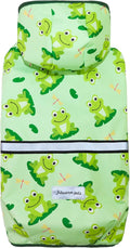 Fitwarm Funny Frog Dog Raincoat with Hood, Waterproof Rain Jacket for Small Dogs Boy Girl, Reflective Pet Poncho with Harness Hole, Packable, Adjustable, Green, XXL